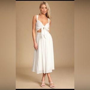 Lulus Spanish Steps White Sleeveless Tie-Front Two-Piece Dress Size Small